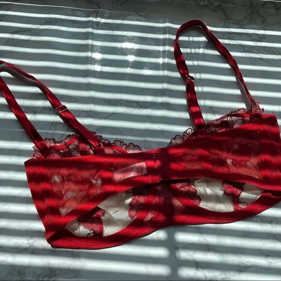 Fleur du Mal Red Floral Lace Bra - Picture 7 of 11